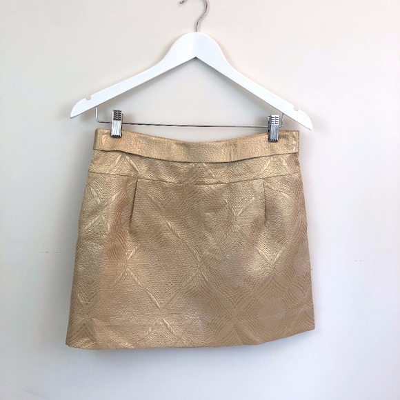 J Crew Gold Mini Skirt Size 4 - Picture 1 of 5